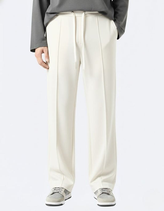 Men’s Pintuck Wide-Leg White Track