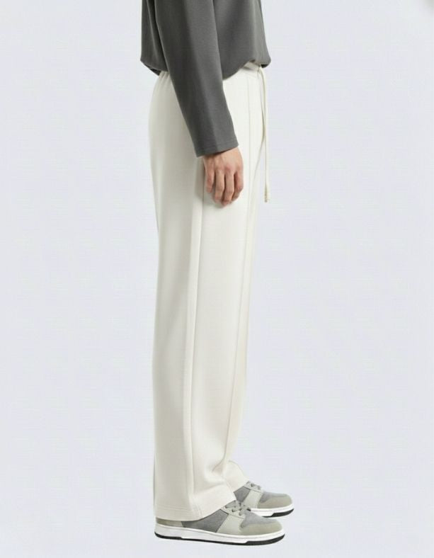 Men’s Pintuck Wide-Leg White Track