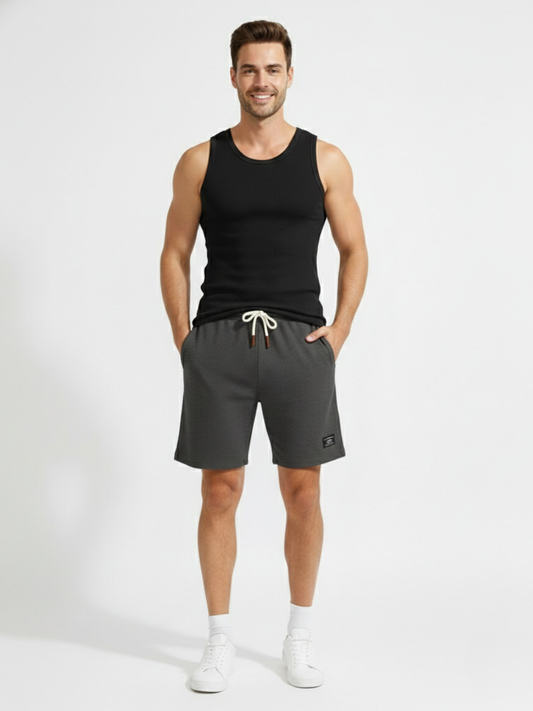 Men’s Classic Waffle Knit Comfort Shorts ( GREY )