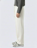 Men’s Pintuck Wide-Leg White Track