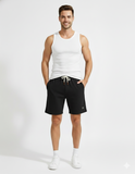 Men’s Classic Waffle Knit Comfort Shorts ( BLACK )