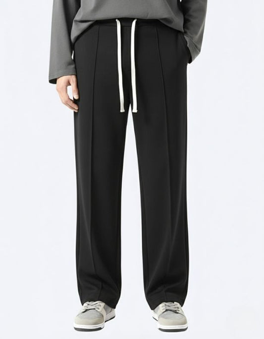 Men’s Pintuck Wide-Leg Black Track